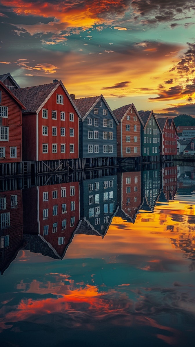 Townhouses in the sunset